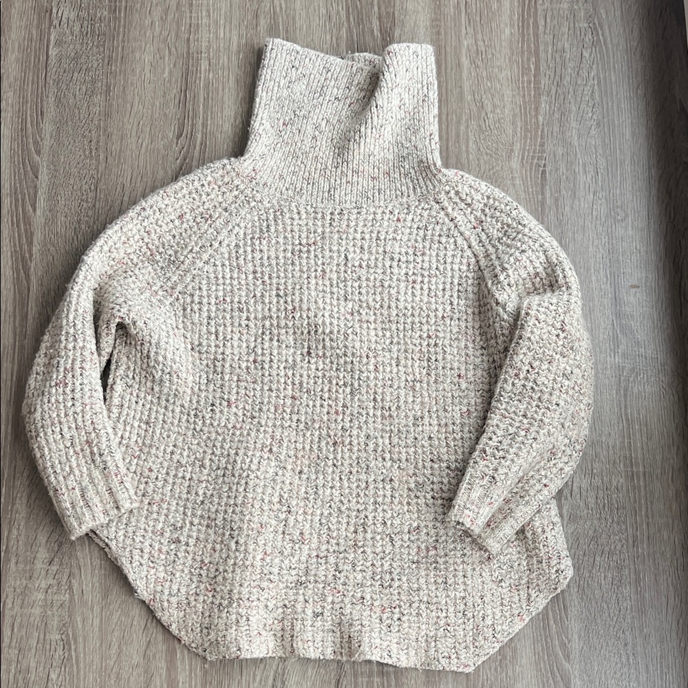 Free People Speckled Cream Turtleneck Sweater